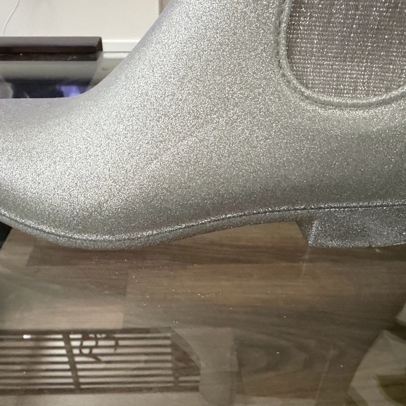 J. Crew Chelsea Silver Glitter Ankle Rain Boots New in Box Size 8 - Picture 4 of 5